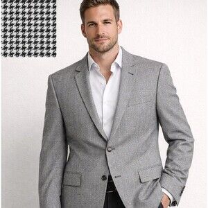 Pronto Moda Sport Coat 50R Silk Wool Cashmere Houndstooth Blazer